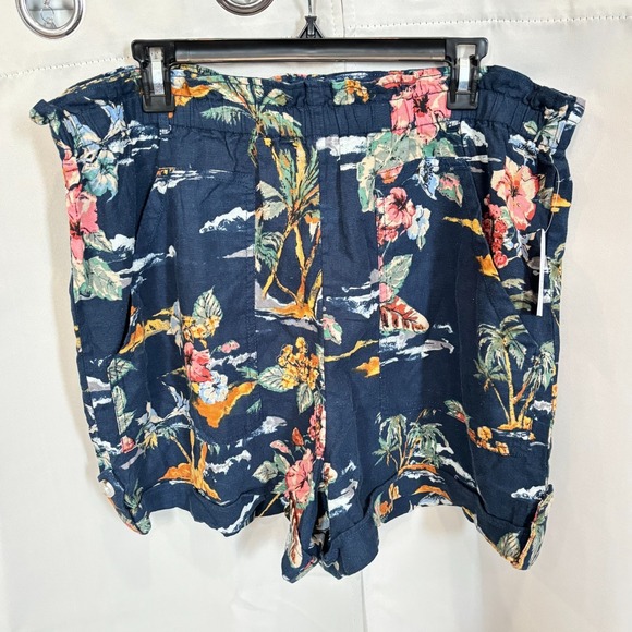 Time and Tru Pants - Time Tru Women Shorts XL 100% Linen Tropical Pockets Beachy Boho Hawaiian 18974